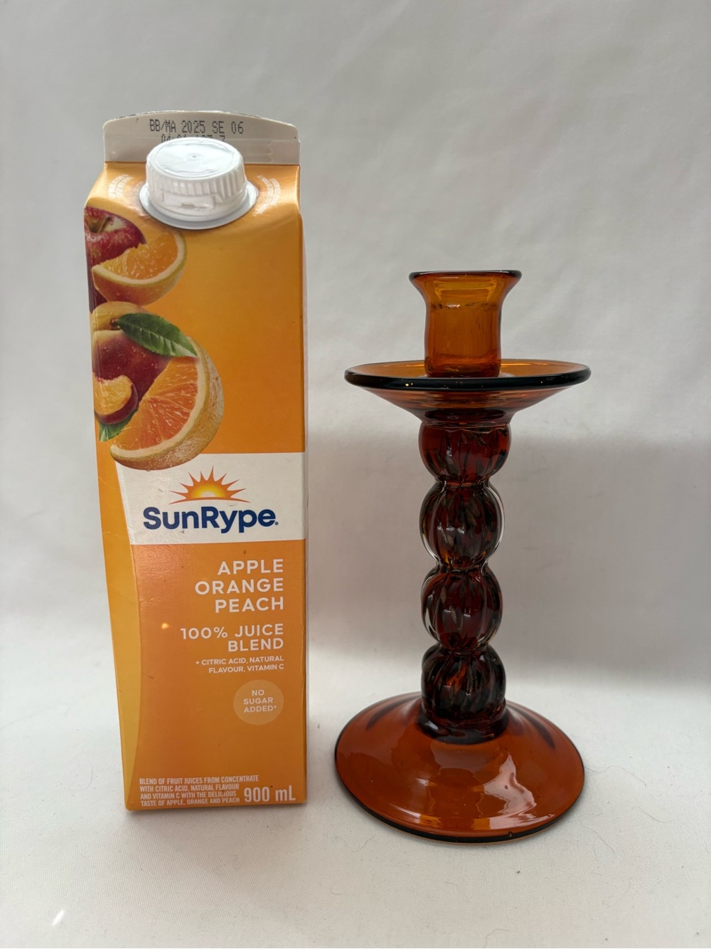 Hand blown art glass candlestick holder